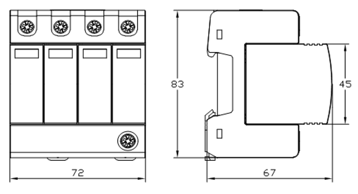 T2级-压敏型电涌保护器 安装尺寸图